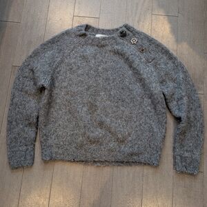 Ba&sh gray wool alpaca sweater jewel buttons size XS
